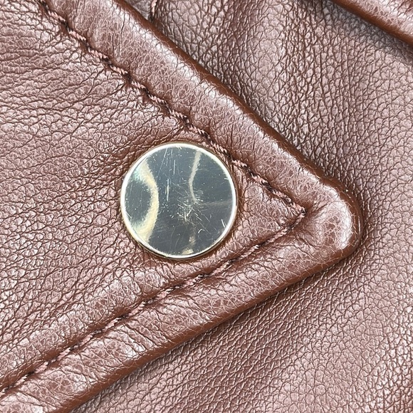 Chico's Faux Leather Cropped Moto Jacket in Chocolate Brown Size 14 (2.5) - Picture 12 of 15